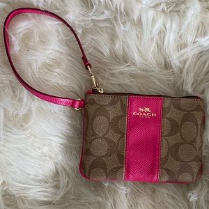Coach Signature Emblem Pink Wristlet